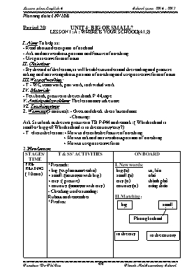 Giáo án Tiếng anh lớp 6 - Tiết 20 đến 24 - Năm học 2016-2017 - Đỗ Thị Cúc